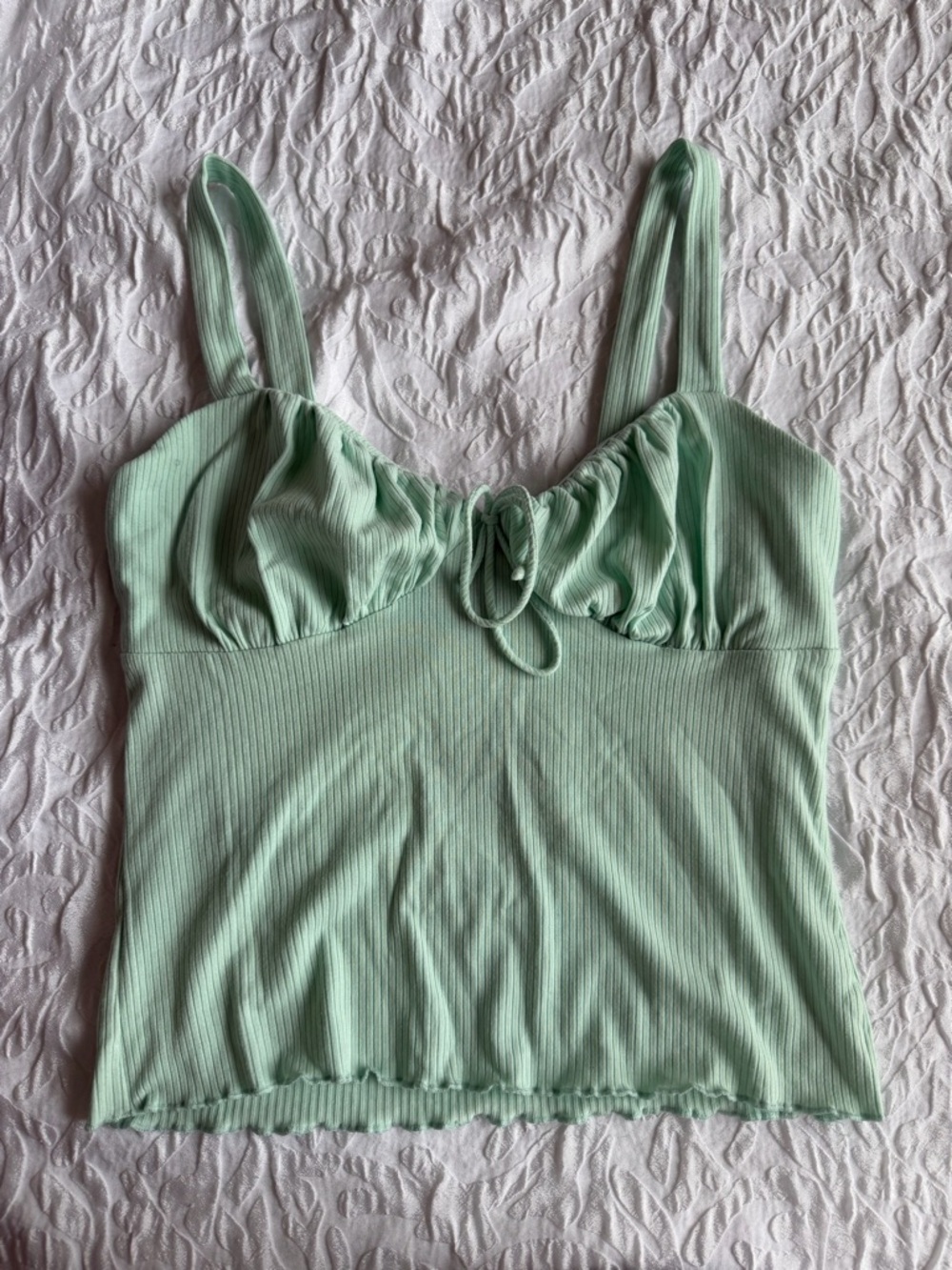 Forever 21 Mint Green Ribbed Tie-Front Cami